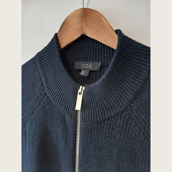 COS - Navy full zip wool sweater - Sz M - AS IS - Picture 2 of 8